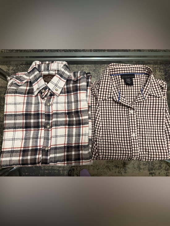 attention Other - Large Men’s Plaid Button-Down Shirt Lot - White, Brown & Red
